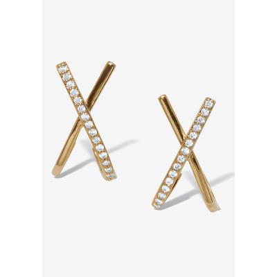 Women's Crystal "X" Goldtone Drop Earrings, 20X10Mm by PalmBeach Jewelry in Gold