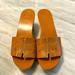 Tory Burch Shoes | Like New - Tory Burch Ines 80mm Leather Wedge Slide In Tan/Spark Gold Size 6 | Color: Brown/Tan | Size: 6.5