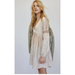 Free People Dresses | Free People Starlight Dress Champagne & Silver Metallic Embroidery Size L | Color: Silver | Size: L