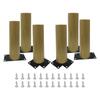 6" Round Wooden Furniture Legs, Sturdy Replacement for Sofa & Tables, Set of 6 - N/A