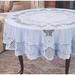 60"x60" Round White Vinyl Tablecloth Floral Laced Table Cloth Cover Waterproof