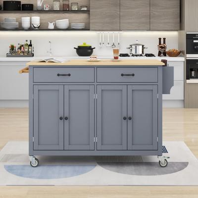 Kitchen Island Cart with Wood Top and Locking Whee...