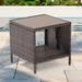 AOOLIMICS Outdoor PE Wicker Square Poly Lumber Side Table