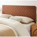 Ditmas Solid Wooden Brown Leather Basket Weaved Queen Size Headboard