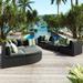 7-piece Outdoor Sofa Set,Rattan Sofa Lounger,With Striped Green Pillow