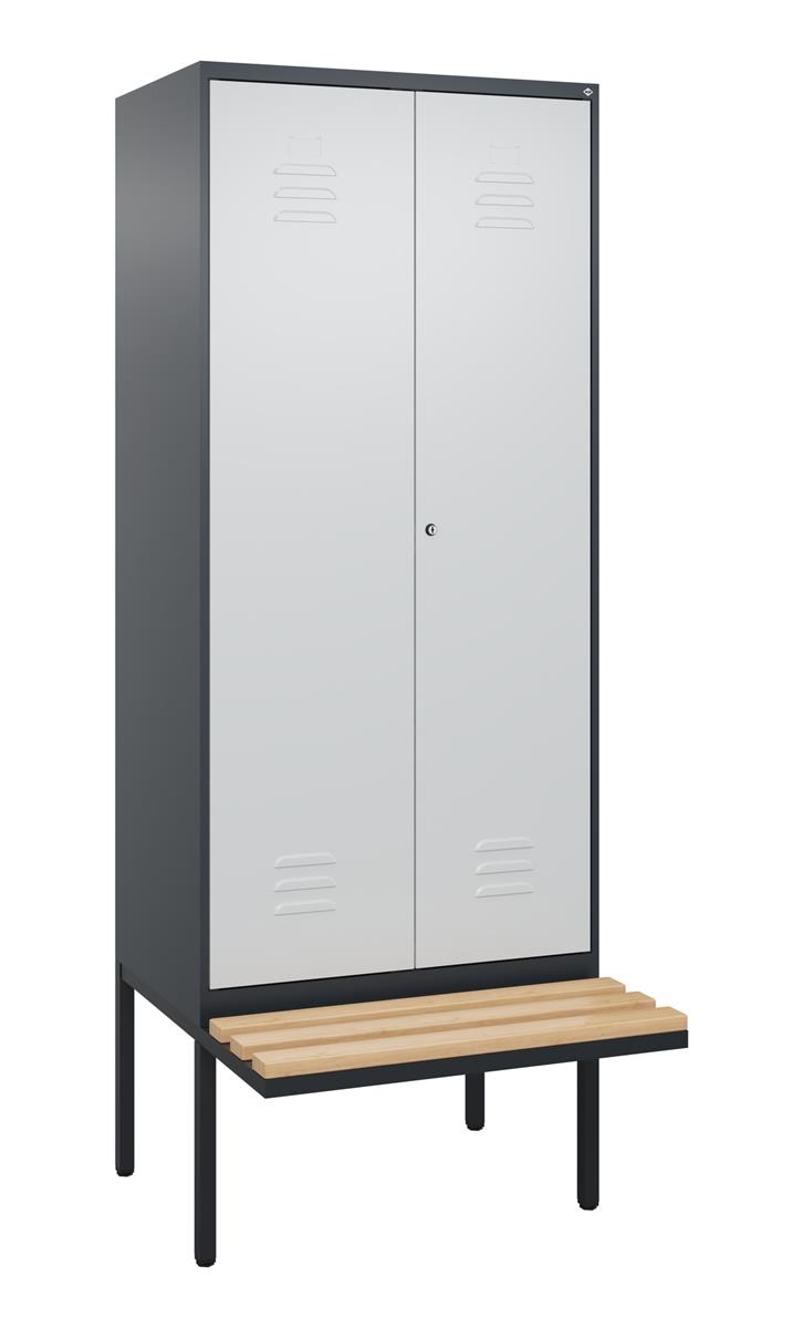 C+P PSA Doppel-Spind Classic PLUS, Bank, 2 Abteile, 2120x800x815mm, 7016/7035 Image