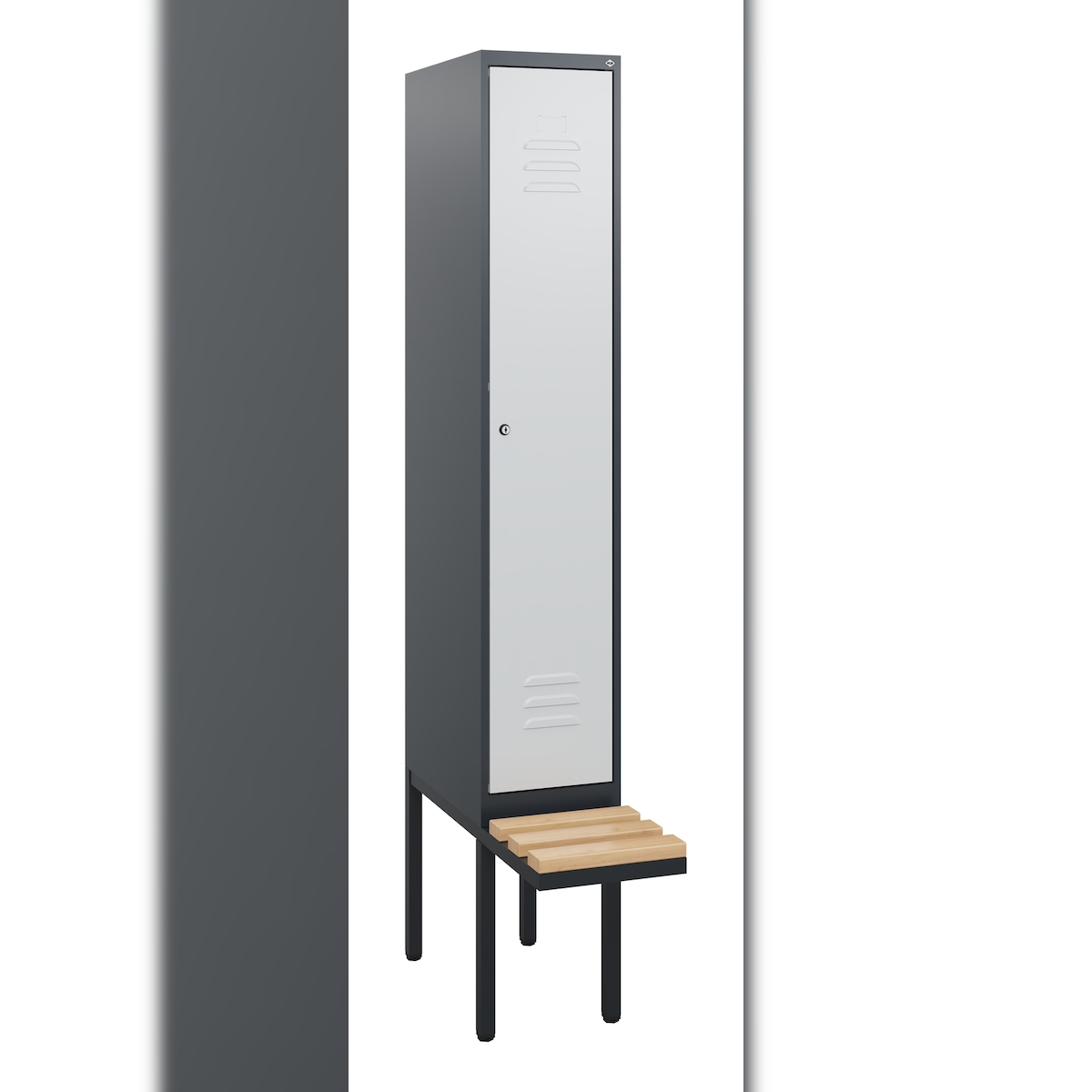 C+P Spind Classic PLUS, Bank, 1 Abteil, 1950x300x815mm, 7016/7035 Image