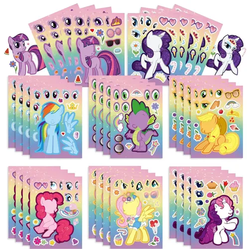 8 Stück meine kleinen Pony Kinder Puzzle Aufkleber machen ein Gesicht lustig montieren Puzzle DIY