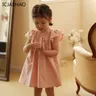 ICJAEHAO 2024 vestito da ragazza bambino bambini stile straniero britannico vestito fatto a mano di
