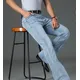 Men's Flared Jeans High Waisted Denim Pants Classic Men Wide Leg Pants Size 28-40