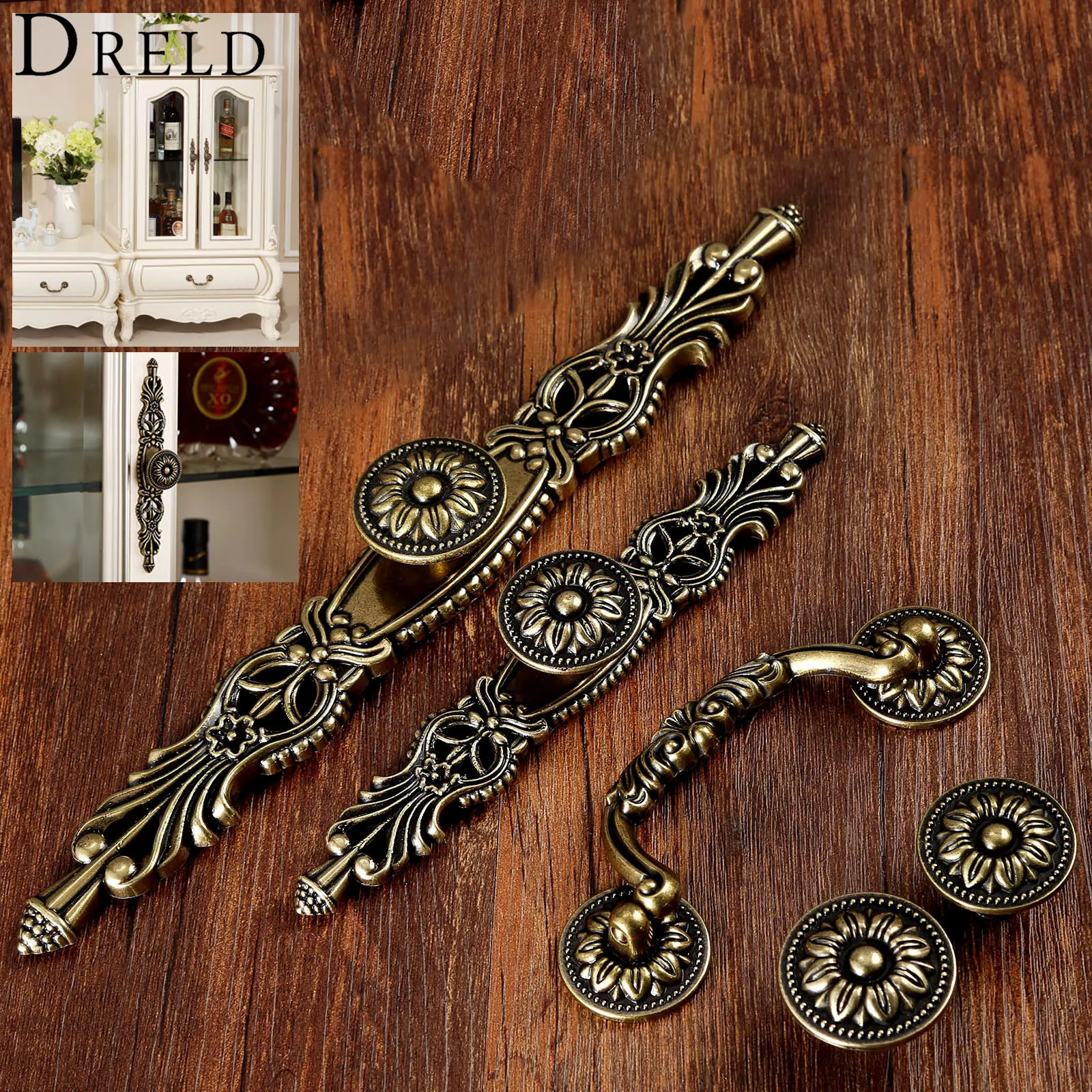 DRELD Antike Möbel Griff Vintage Schrank Knöpfe und Griffe Schrank Schrank Schublade Küche Pull Knob Möbel Hareware Image