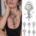 Autocollant de tatouage temporaire étanche Henna Mehndi Totem Flash lune étoile soleil doigts