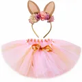 Baby Girls Easter Bunny Tutu Skirt Costume Fluffy Pink Tutu Toddler Girls Mini Tulle Skirts Rabbit