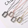 1Pc Mix Color Clear Rectangle Floating Locket Pendant Men Necklaces Magnetic Open Living Relicario