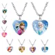 Collier La Reine des Neiges en Forme de Cœur pour Fille Pendentif Princesse Elsa Anna Accessoires