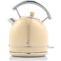 SWAN SK14630CNEU Retro Elektrisch Wasserkocher 1,8L Vintage Abschaltautomatik Kabellos, Edelstahl, Creme, 3000W