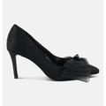 London Rag Odette Diamante Embellished Bow Stiletto Pumps - Black - US-7 / UK-5 / EU-38