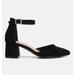 London Rag Kody Suede Ankle Strap Block Heel Sandals - Black - US-6 / UK-4 / EU-37