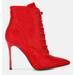 London Rag Head on Faux Suede Diamante Ankle Boots - Red - US 7