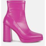 London Rag Tintin Square Toe Ankle Heeled Boots - Pink - US-9 / UK-7 / EU-40