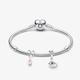 Bracelet Composé Charm Cœur Ruban & Pendant Rose