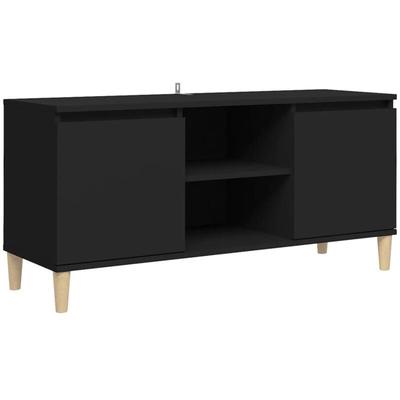 TV-Schrank mit Massivholz-Beinen Schwarz 103,5x35x50 cm Vidaxl