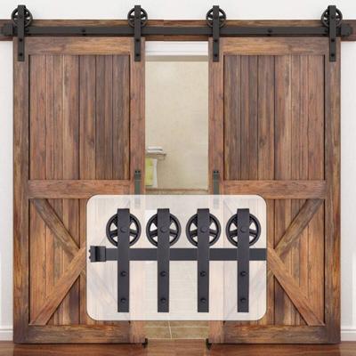 183cm/6FT Schiebetürbeschläge Doppeltür Schiebetür Set Barn Door Hardware Scheunentor Kit Image