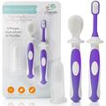 Cherish Baby Care Award-Winning NG01 Baby Toothbrush Set (3-24 Months) - 3-Pack Baby Finger Toothbrush Training Toothbrush & Toddler Toothbrush - BPA-Free Baby First Toothbrush Set (Purple)