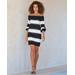 Boston Proper - Black White - Bold Stripe Off the Shoulder Sweater Dress - XL