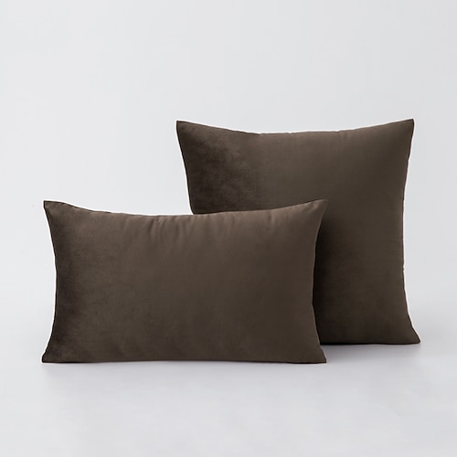 Dekorative Wurfkissen, 1 Stück, Kissenbezüge, Samt-Kissenbezug, einfarbig, modern, quadratisch, mit Nähten, traditionell, klassisch, Rosa, Blau, Salbeigrün, Lila, Gelb Image