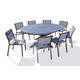 Ensemble repas 8 places en aluminium anthracite avec rallonge papillon