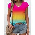 Women's Tank Top Ombre Tie Dye Print Rainbow Sleeveless V Neck Summer