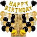 16 Inch Black Gold Happy Birthday Letter Suit Black Gold Balloon Birthday Party Atmosphere Suit