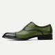 Men's Premium Cowhide Oxford Shoes - Handmade Green Leather Cap Toe Dress Shoes for Formal Occasions