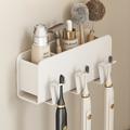 White Toothbrush Rack Bathroom Toilet Non Perforated Wall Mounted Electric Mouthwash Cup Brush Cup Wall Mounted Space Aluminum Storage Rack