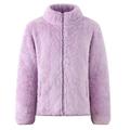 Kids Girls' Fleece Jacket Solid Color Active School Coat Outerwear 4-12 Years Spring Light Khaki Sea Blue Pink