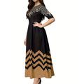 Women's Elegant Dress Graphic Pleated Crew Neck Long Dress Maxi Dress Elegant Ethnic Party Date Half Sleeve Summer