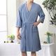 Bathrobe Women's Thin Section Waffle Couple NightGown Men And Women Summer Three-quarter Sleeves Bathrobe Water Absorption