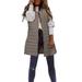 2DXuixsh Plus Size for Women Fall Clothes Women s Long Winter Vest Thin and Light Coat Casual Coat Slim Gilet Quilted Jacket Outdoor Winter Coat Vest with Pockets Womens Petite Coats Jackets Khaki Xs