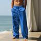 Men's Linen Pants Trousers Summer Pants Beach Pants Drawstring Elastic Waist 3D Print Coconut Tree Graphic Prints Comfort Casual Daily Holiday Linen Cotton Blend 20% Linen Streetwear Hawaiian Blue
