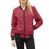 CZHJS Women s Fashion Outerwear Thicken Jackets Outdoor Oversized Baseball Shirts Zip up Lightweight Jacket Winter Clothes Clearance Trendy Solid Color Wine XXXL