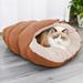 Cat Snuggle Sack Cat Sleeping Bag Warming Pet Sleep Zone Cozy Bed Conch Shape Cat Burrow Hideaway Comfy Fluffy Cuddle Cave Large Washable Nest for Indoor Cat Kittens Puppy(Brown)