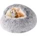 Calming Dog Beds & Cat Cave Bed with Hooded Cover Removable Washable Round Beds for Small Medium Pets Anti-Slip Faux Fur Fluffy Coved Bed Comfortable Warming Pet Bed (20 * 20inch Grey) 20*20inch