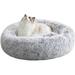 Western Home Faux Fur Original Calming Dog & Cat Bed for Small Medium Large Pets Indoor Cats Anti Anxiety Donut Cuddler Round Warm Washable (20 Light Grey)