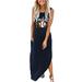 GYUJNB Dresses for Women 2024 Summer Dress For Women Baseball Mom Gift Tshirt Dresses Graphic Printed Casual Maxi Dress Long Sundress Wedding Guest Dresses for Women Blue