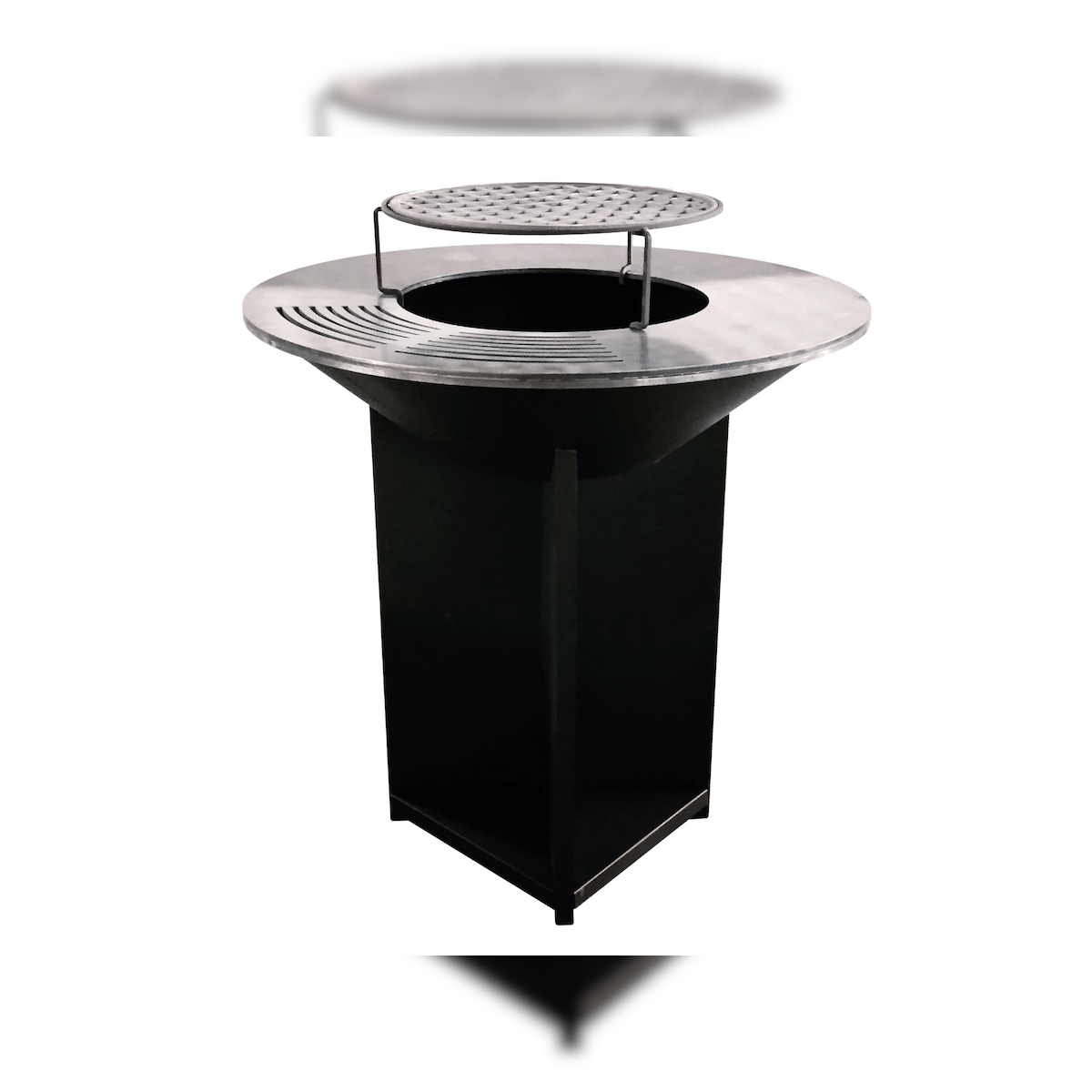 PURLINE Großer schwarzer Stahlgrill mit Grillplatte und Grillrost aus Stahl EFP56B Image