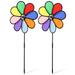 WhiteBeach 2Pcs Flower Wind Spinners Outdoor Colorful Windmill Lawn Rainbow Pinwheel for Yard Garden