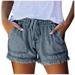 rinsvye Womens Pocket Jeans Denim Pants Female Tassel Bandage Bottom Casual Shorts Womens Running Shorts with Spandex Work Shorts Women Short Sleeve Cardigans for Women Cycling Shorts for Women Short