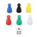 30PCS 6 Color Chess Pieces 5PCS 6 Sided Dice Plastic Chess Game Pieces Dice Set for Board Game Components