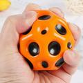 High Resilience Hole Ball Soft Bouncy Ball Anti-fall Moon Shape Porous Bouncy Ball Kids Indoor Outdoor Game Toy Ergonomic Design Orange